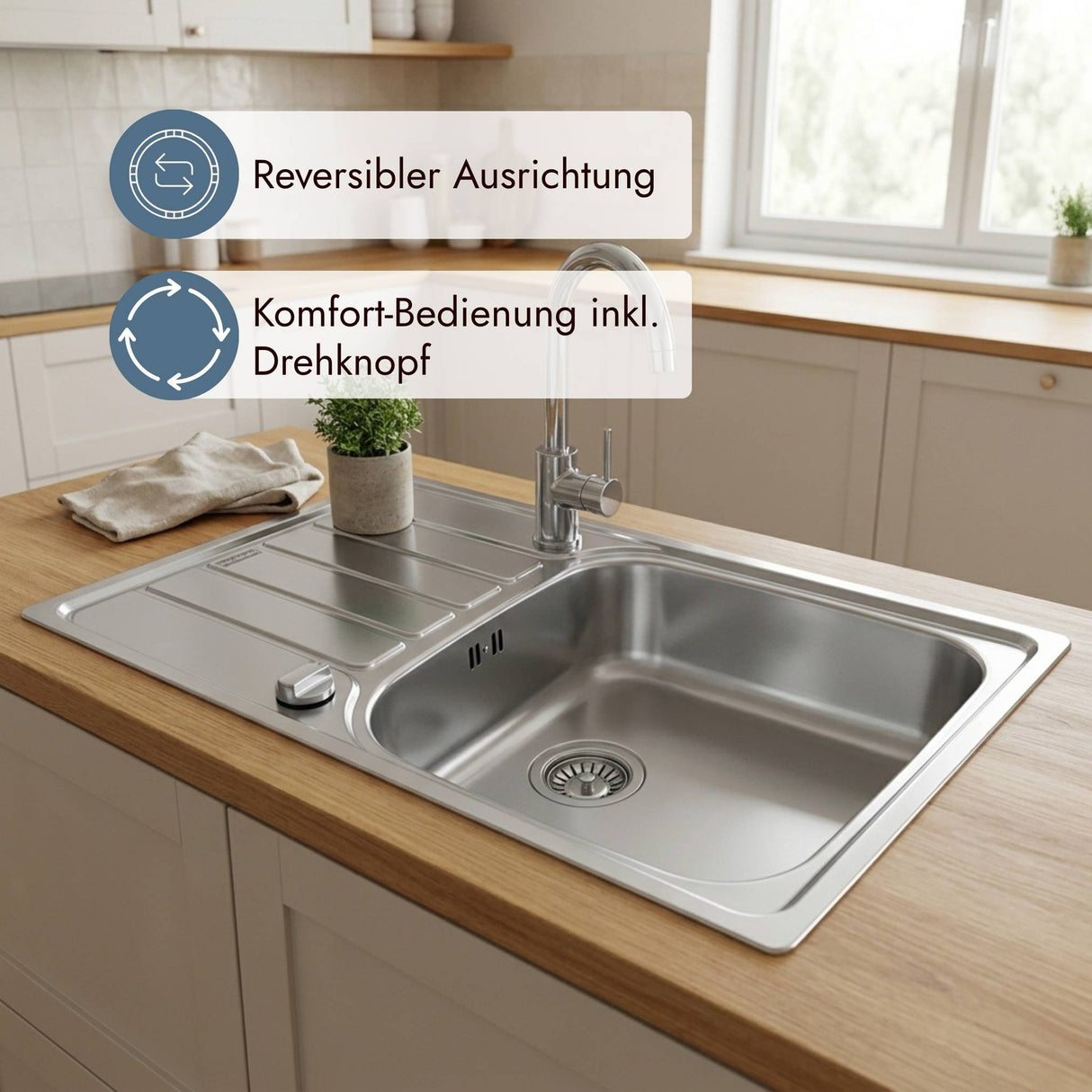 Franke Spark Edelstahl-Einbauspüle mit reversibler Abtropffläche und großzügigem XL-Becken
