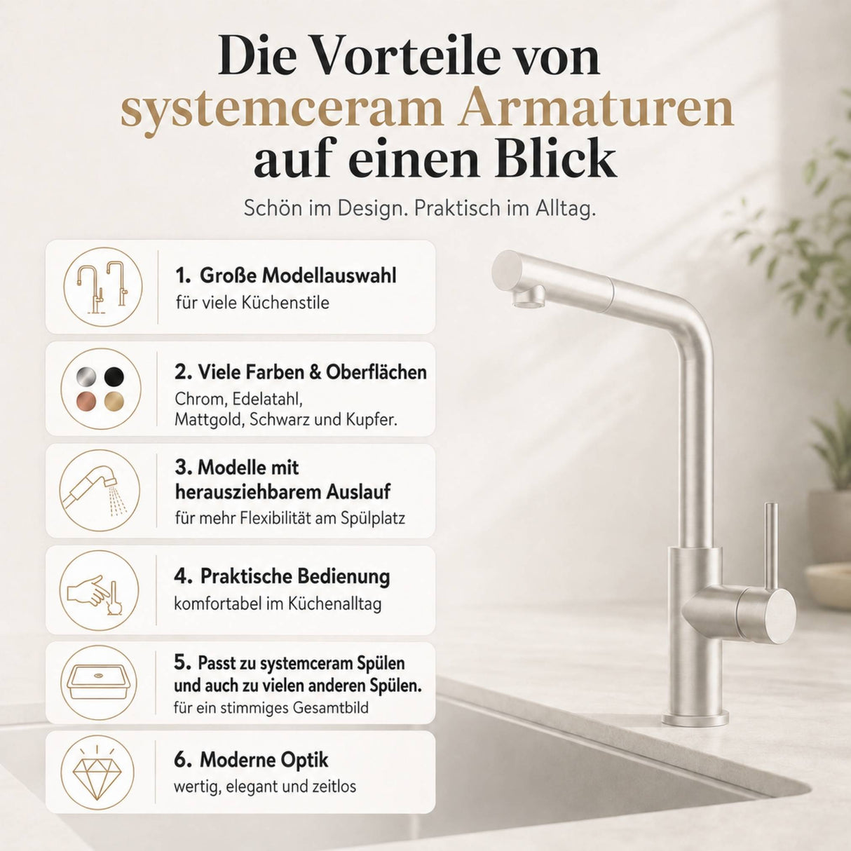 Vorteile von systemceram Armaturen auf einen Blick