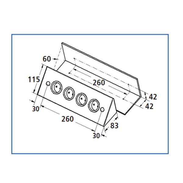 Thebo Tesi Ecksteckdose 4er Steckdose