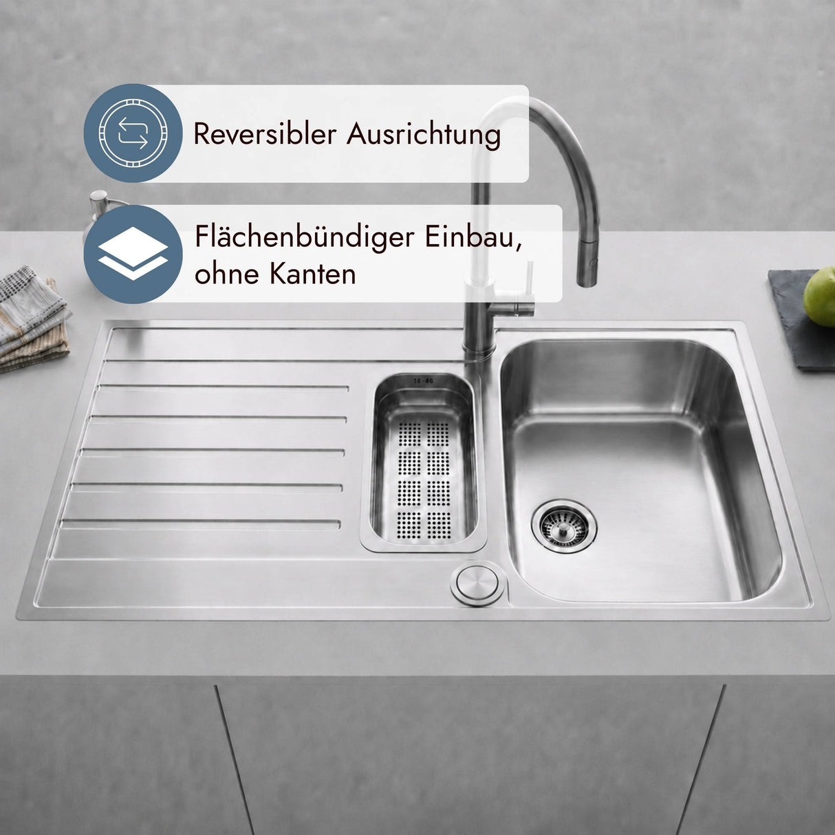 Franke AGX 251-100 G Küchenspüle mit flächenbündigem Einbau und hochwertigem Integralablauf