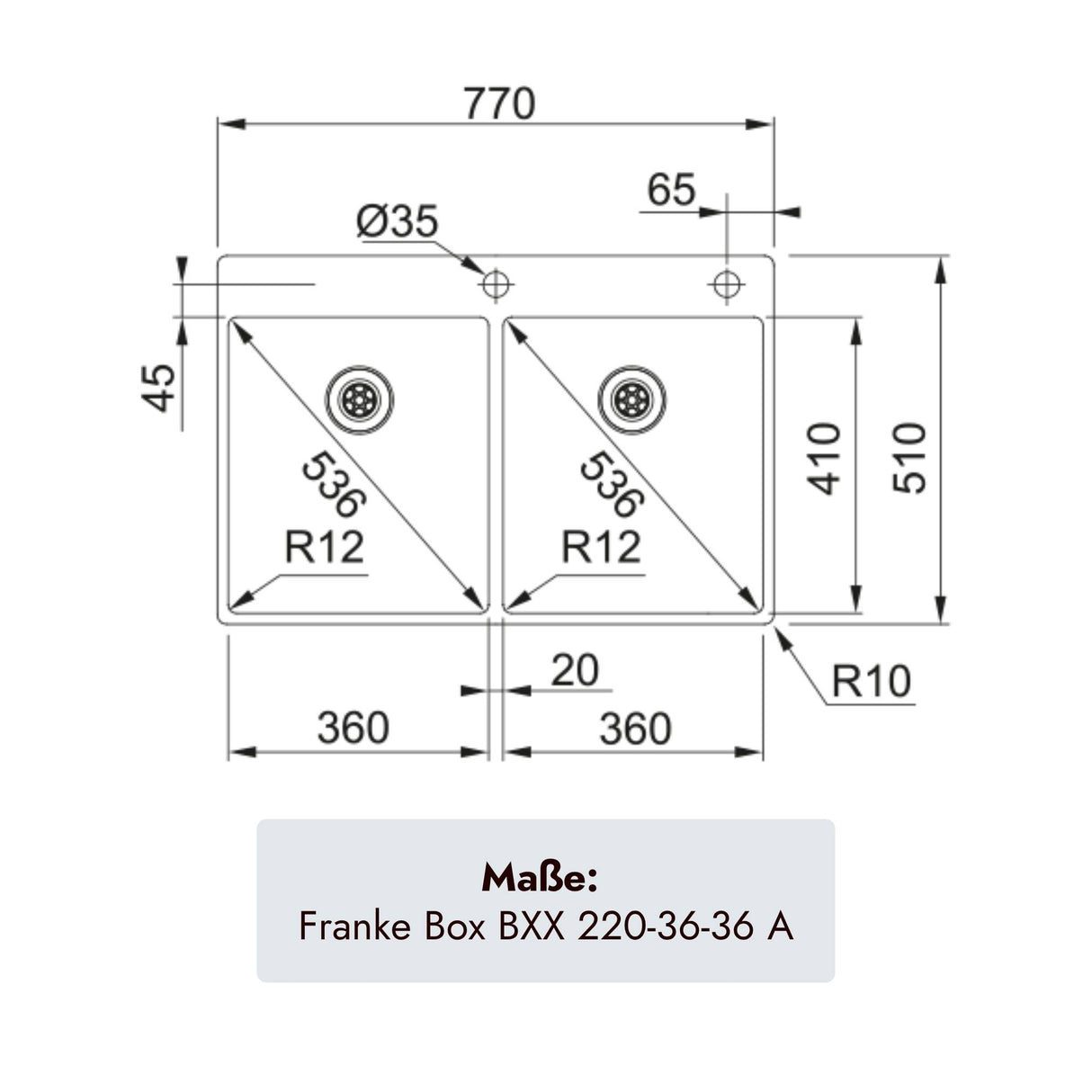 Franke Box BXX 220-36-36A Spüle