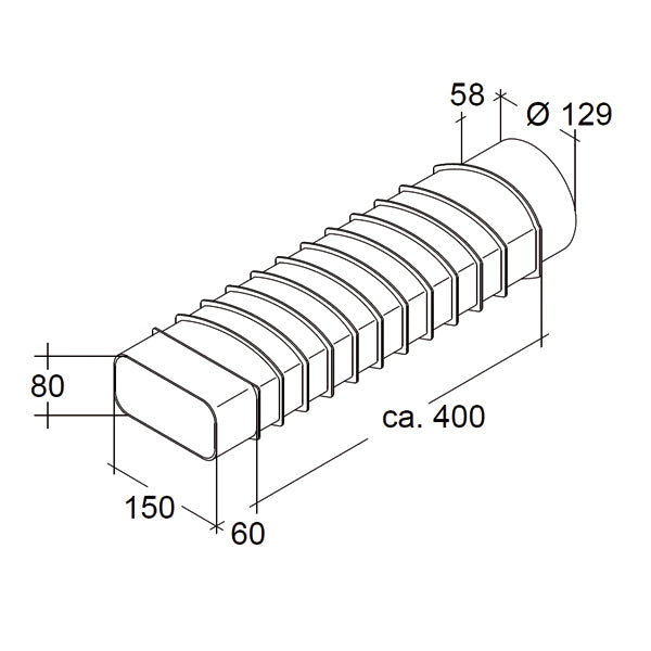 Flexibler Adapter Flachkanal auf Rund