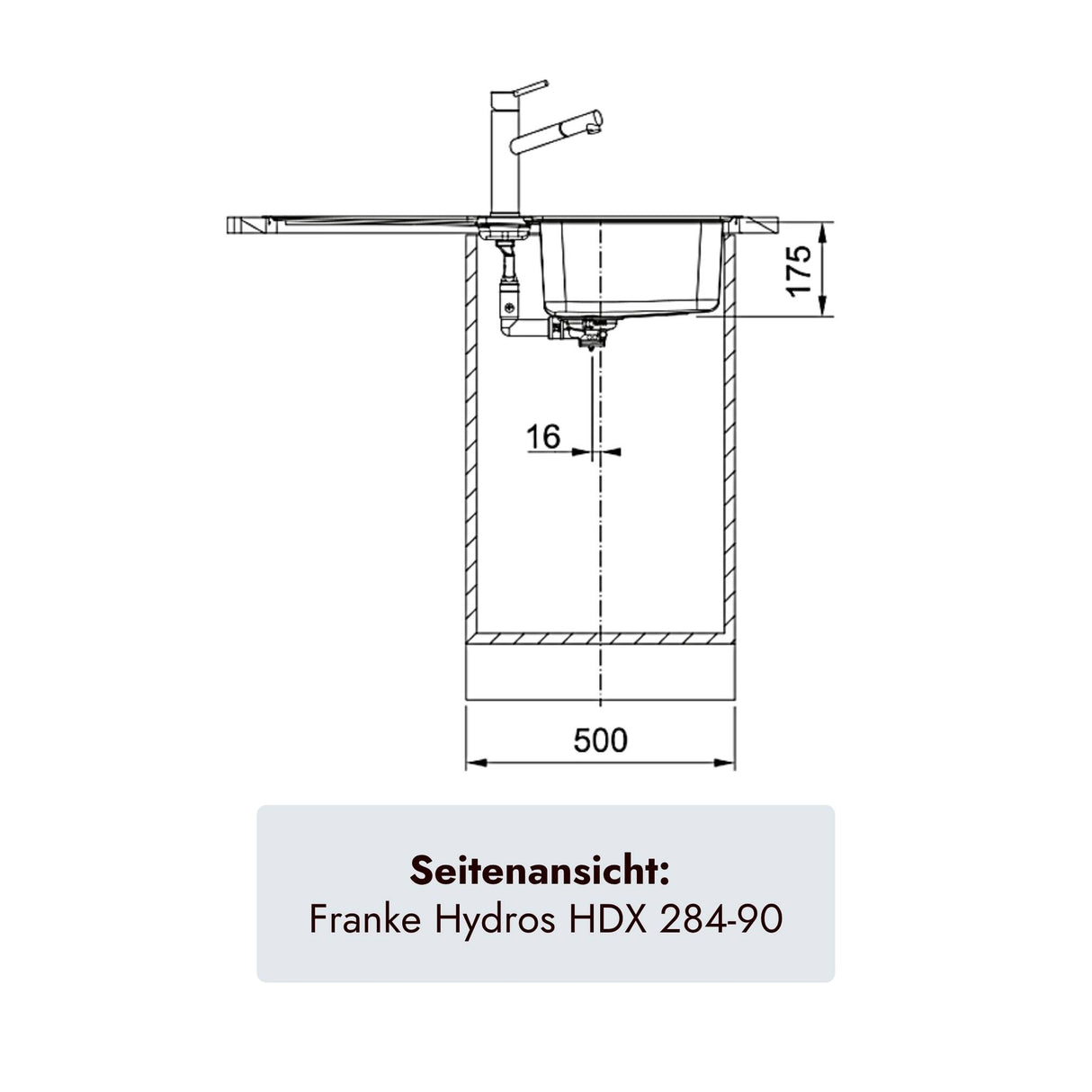 Franke Hydros HDX 284-90 Einbauspüle aus Edelstahl mit reversibler Abtropffläche