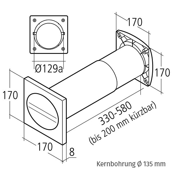 Aircircle Aeroboy Mauerkasten 125 mm weiß
