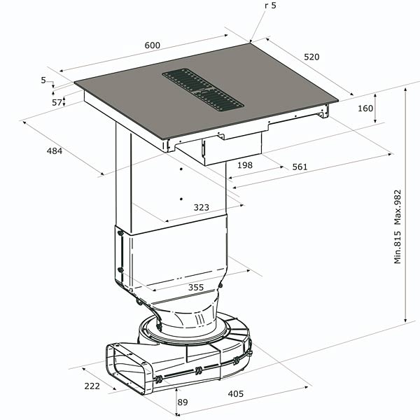 Tischhaube Airforce Centrale 60