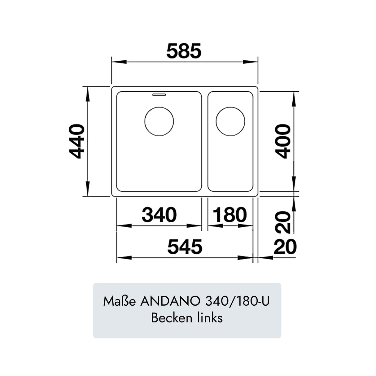 Blanco ANDANO 340/180-U