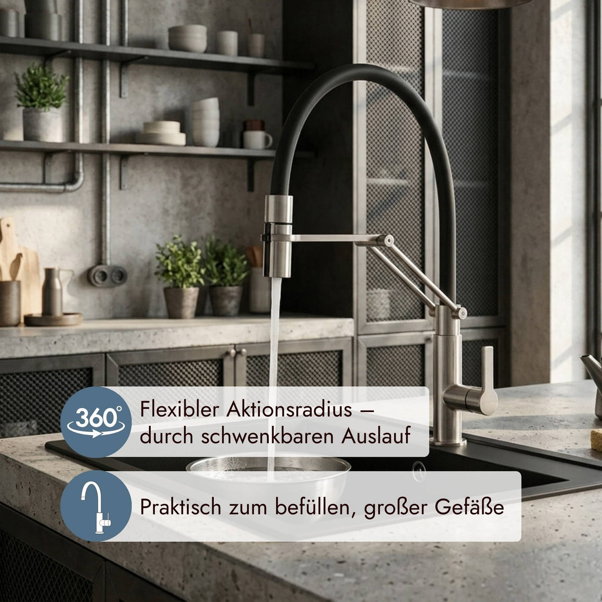 Hochwertige systemceram Offeo Pro Küchenarmatur für stilvolle Küchen mit praktischem Nutzwert