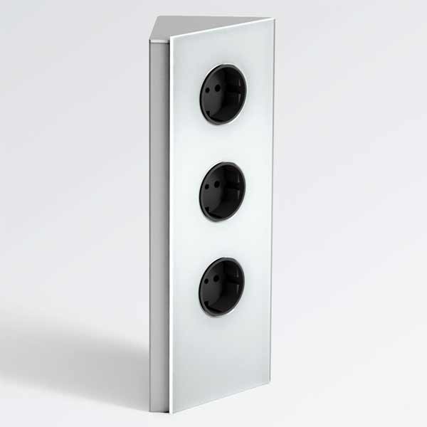 Wipo Power Ecksteckdose 3fach mit Glasblende