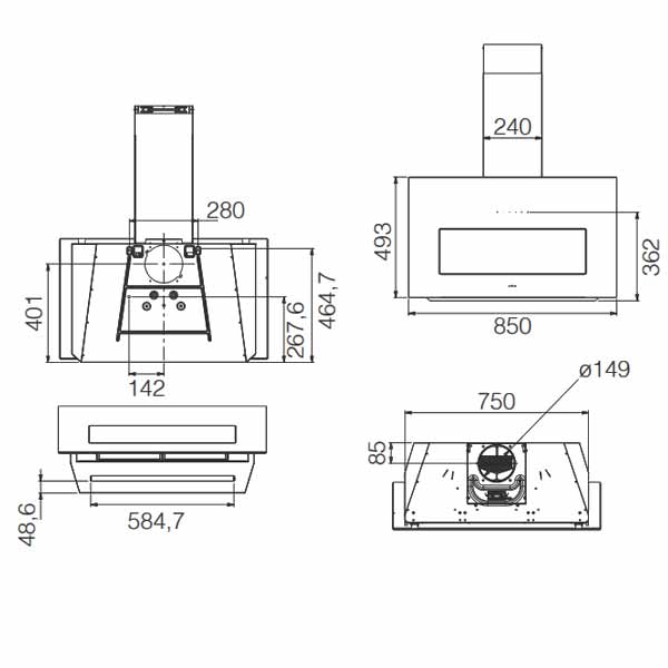 Kopffreihaube Elica Bloom-S