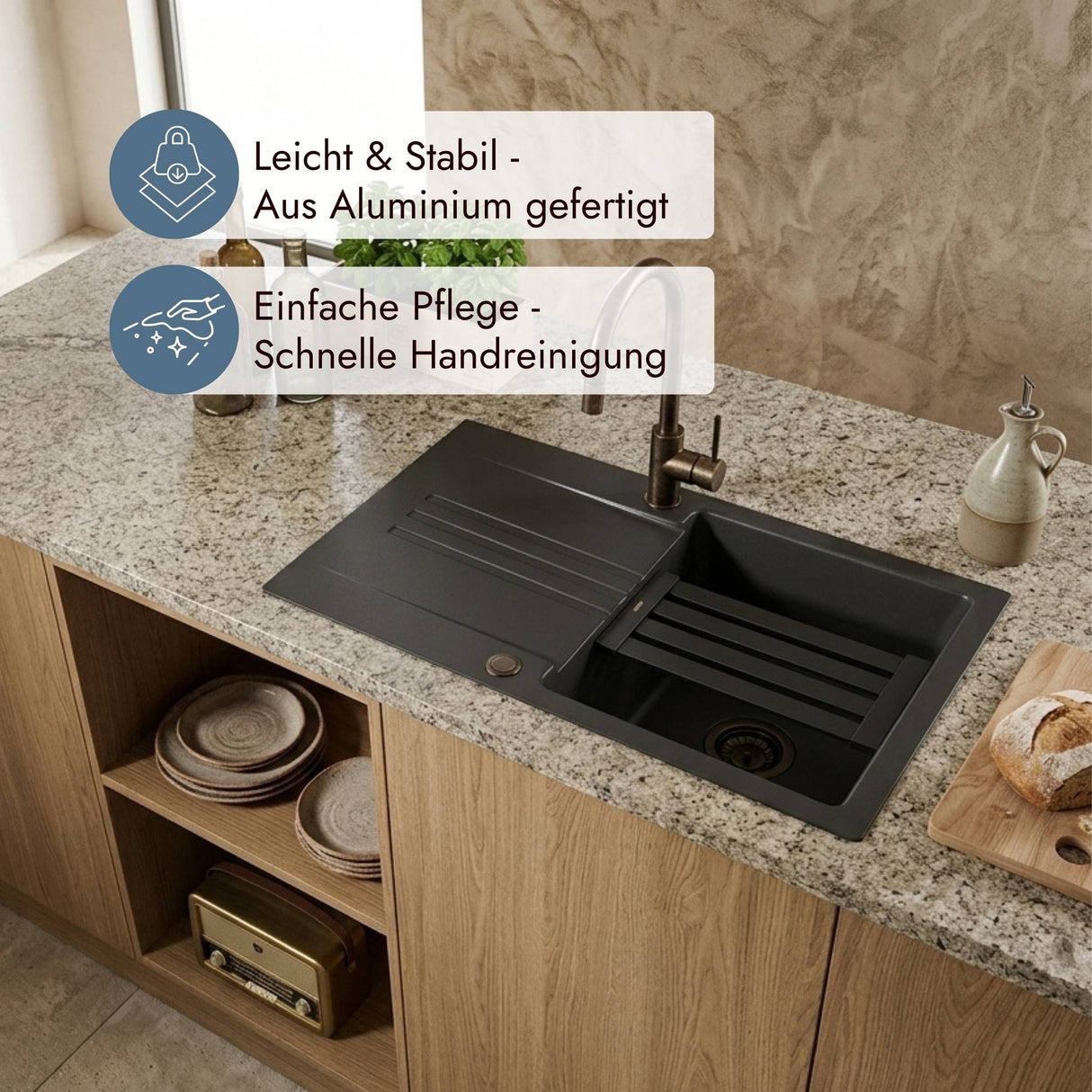 systemceram Medio-Matte Alu Modell 844 mit Maß 370 x 170 mm für Kara 50 U, 57, 57 F und 57 F/o