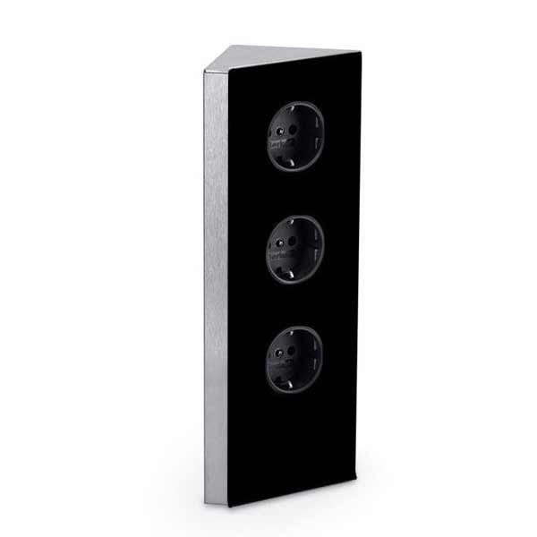Wipo Power Ecksteckdose 3fach mit Glasblende