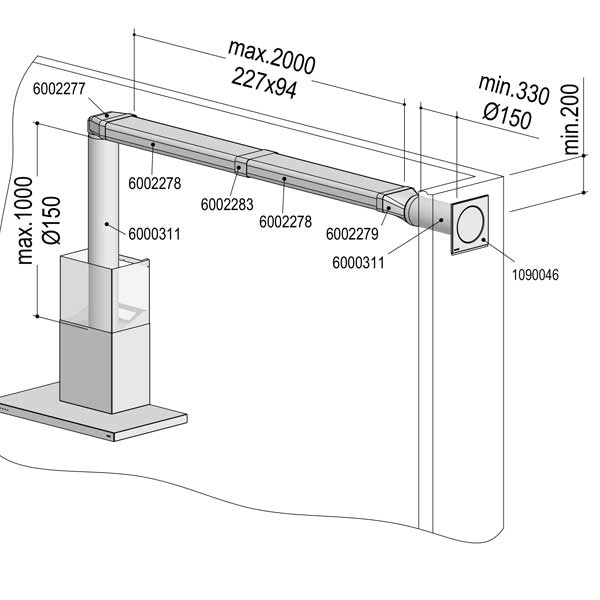 Berbel Abluft-Set III Flach 150 bT