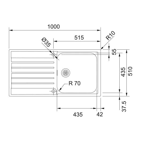 Franke Argos AGX 211-100 Spüle mit Druckknopfbetätigung