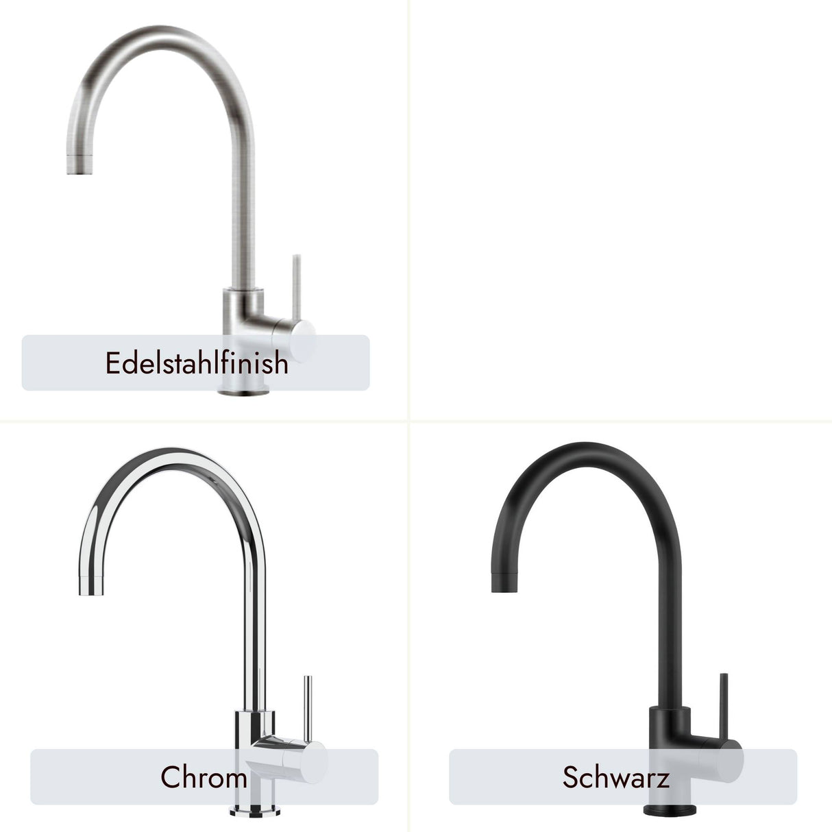 Systemceram Fresh Küchenarmatur in Chrom, Edelstahlfinish oder Schwarz erhältlich
