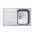 Franke Argos AGX 211-78 Edelstahlspüle mit einem Becken und reversibler Abtropffläche
