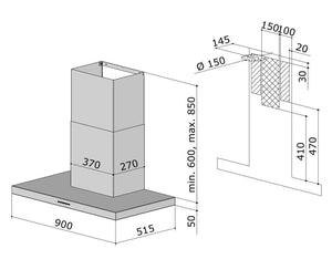 Berbel Smartline BWH 90 ST Wandhaube