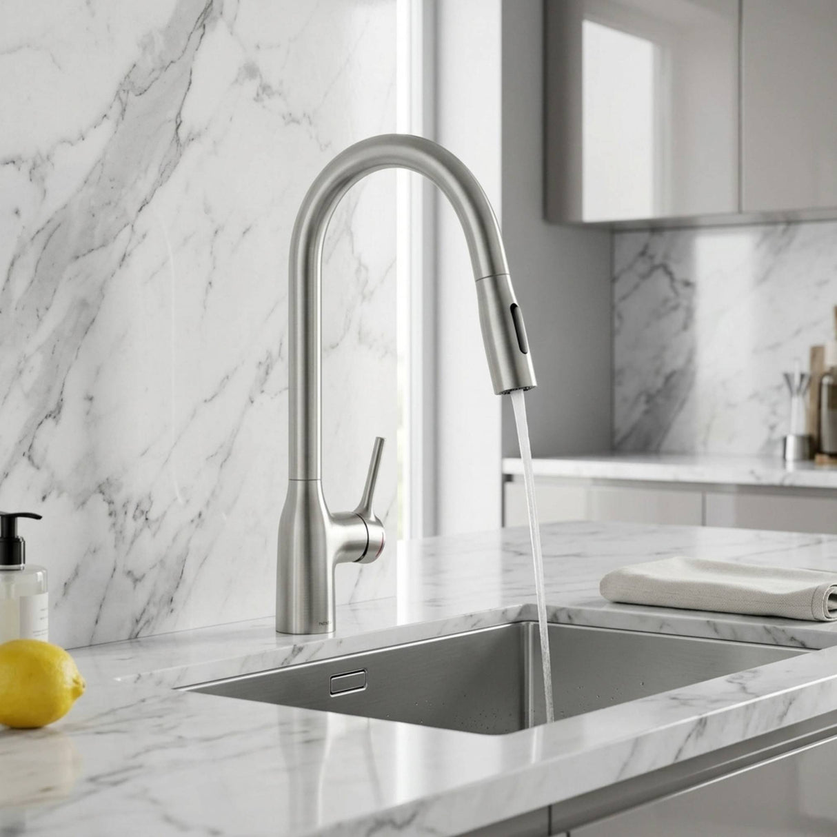 MANIA Soft Armatur von systemceram mit flexiblem Brauseauszug für komfortables Spülen