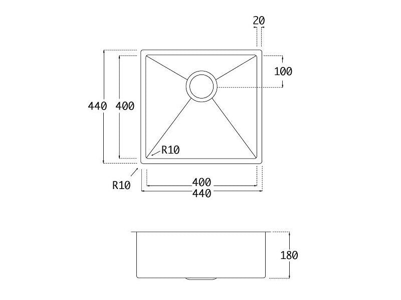 Lavabo Kubus 400 Soft Edelstahlspüle