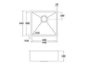 Lavabo Kubus 400 Soft Edelstahlspüle