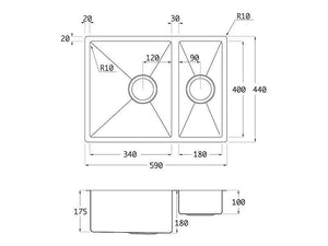Lavabo Kubus 1,5 Soft Becken links Edelstahlspüle