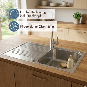 Franke RPX 211-86 Küchenspüle mit Abtropffläche und praktischem Drehknopfventil