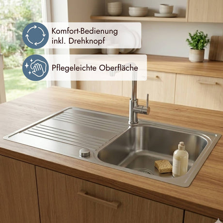 Franke RPX 211-86 Küchenspüle mit Abtropffläche und praktischem Drehknopfventil