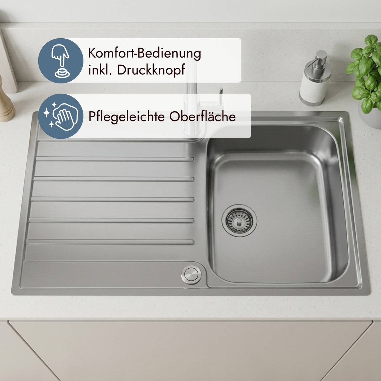 Franke AGX 211-86 Küchenspüle mit hochwertigem Integralablauf und Druckknopfventil