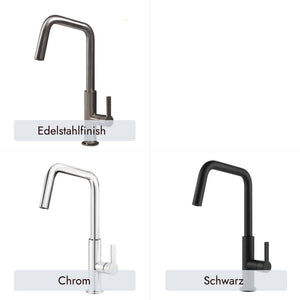 Offeo Küchenarmatur von systemceram in Chrom, Schwarz und mit Edelstahlfinish als zeitlose Lösung für den Küchenalltag
