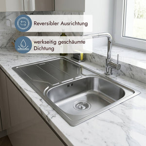 Reversible Franke Edelstahlspüle FLN 611-86/44 für flexible Montage in der Küche