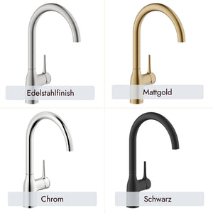 Elegante systemceram MANIA Soft Küchenarmatur in Chrom, Schwarz, Mattgold und Edelstahlfinish