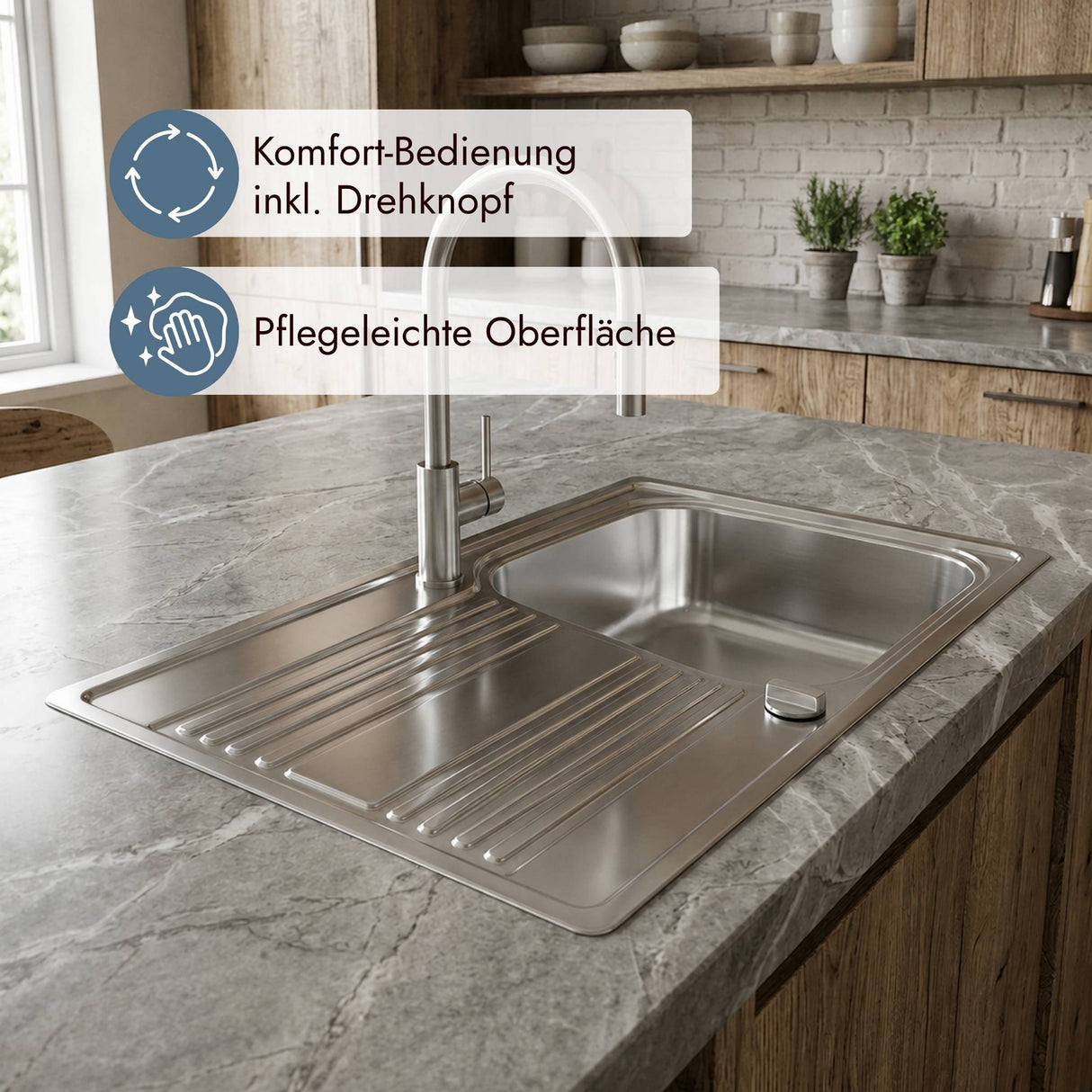 Franke RPX 211-86 Küchenspüle mit Abtropffläche und praktischem Drehknopfventil