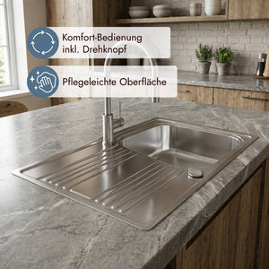 Franke RPX 211-86 Küchenspüle mit Abtropffläche und praktischem Drehknopfventil