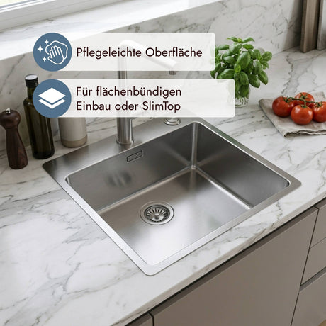 Franke Box BXX 210-40 A Flächenbündige und  SlimTop Spüle aus Edelstahl in Stahl gebürstet