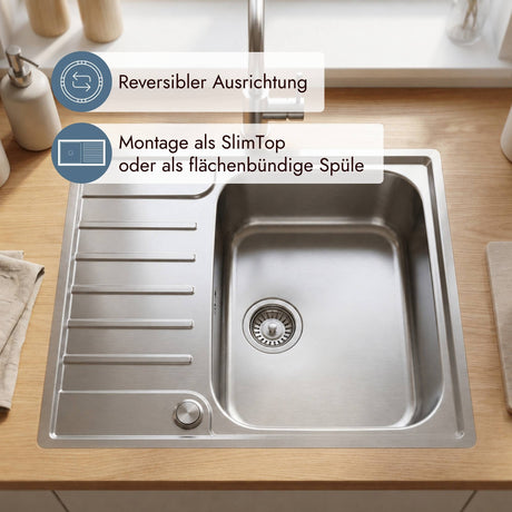 Franke Maris Argos Edelstahlbecken mit gebürsteter Oberfläche und SlimTop- oder flächenbündiger Montage