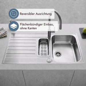 Franke AGX 251-100 G Küchenspüle mit flächenbündigem Einbau und hochwertigem Integralablauf