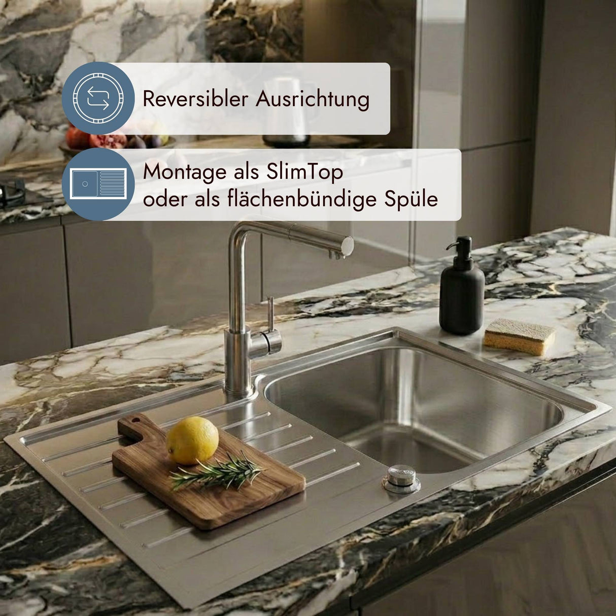 Franke Maris Argos Edelstahlbecken mit gebürsteter Oberfläche und SlimTop- oder flächenbündige Montage