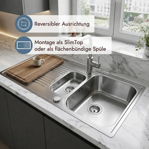 Franke Smart Rapid Edelstahlbecken für flächenbündigen Einbau oder SlimTop-Montage