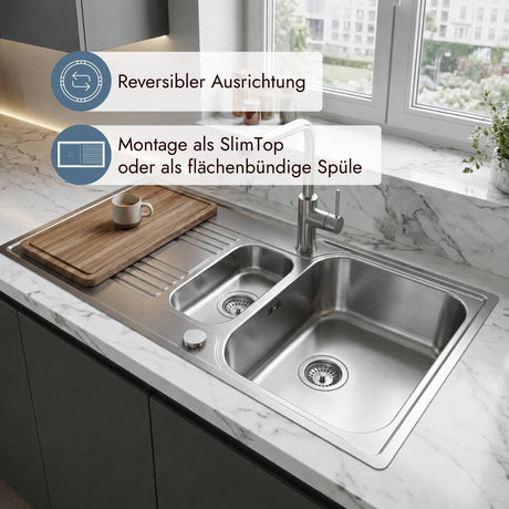 Franke Smart Rapid Edelstahlbecken für flächenbündigen Einbau oder SlimTop-Montage