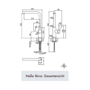 systemceram SKIVA Küchenarmatur mit 352 mm Höhe, 212 mm Ausladung und 35 mm Bohrlochmaß