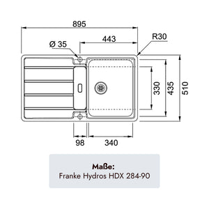 Franke Hydros Edelstahlspüle 895 x 510 mm  für moderne Küchenplanung