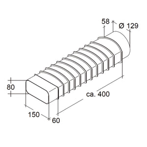 Flexibler Adapter Flachkanal auf Rund