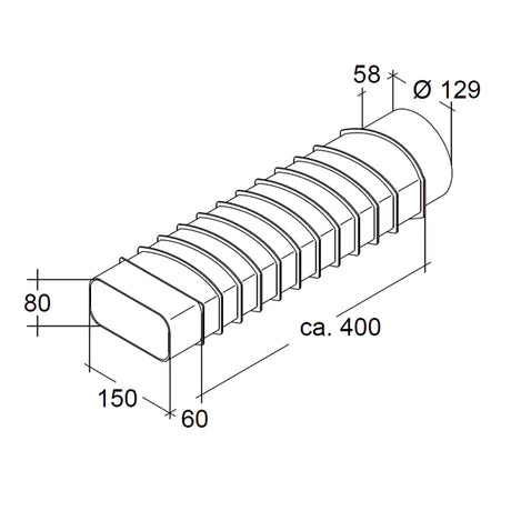 Flexibler Adapter Flachkanal auf Rund