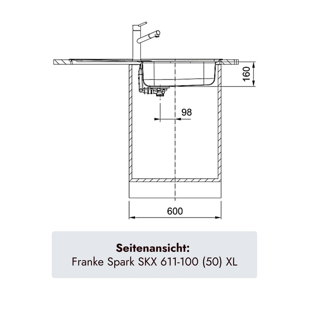Franke Einbauspüle SKX 611-100 XL in Stahl gebürstet für Unterschränke ab 60 cm