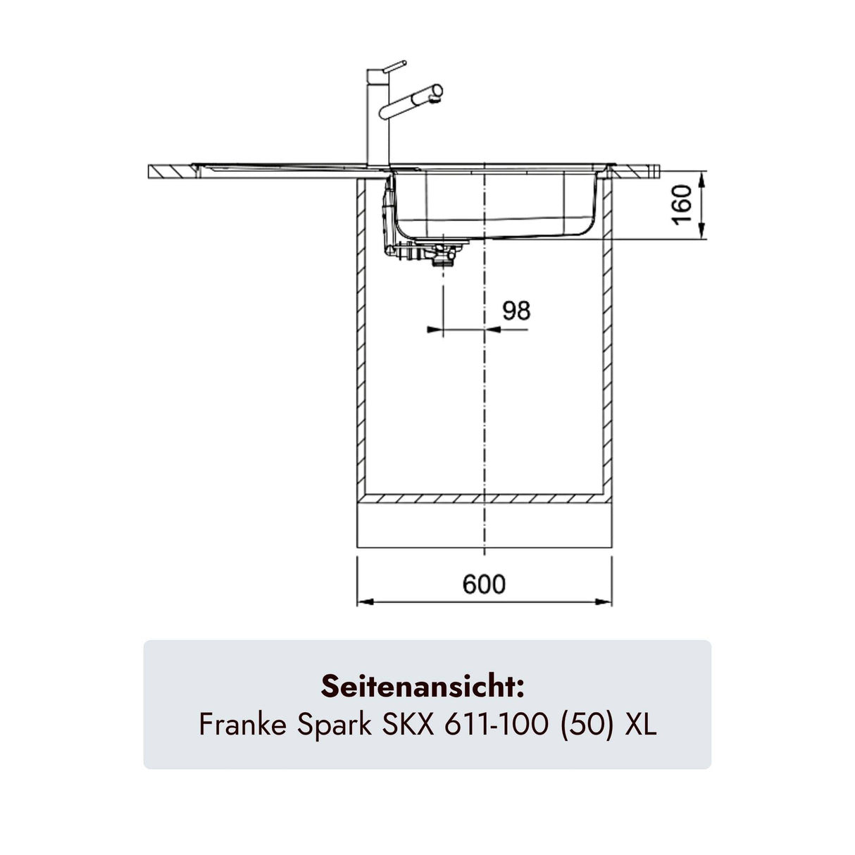 Franke Einbauspüle SKX 611-100 XL in Stahl gebürstet für Unterschränke ab 60 cm