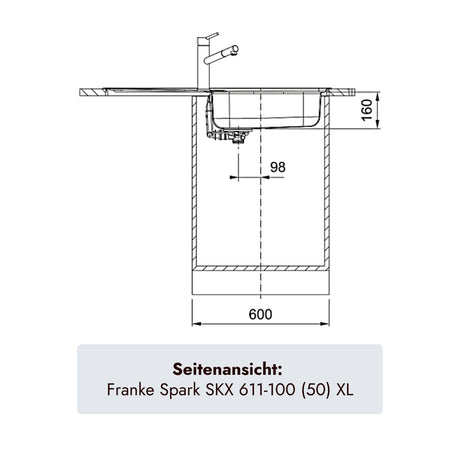 Franke Einbauspüle SKX 611-100 XL in Stahl gebürstet für Unterschränke ab 60 cm