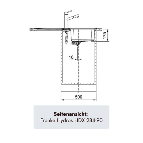 Franke Hydros HDX 284-90 Einbauspüle aus Edelstahl mit reversibler Abtropffläche