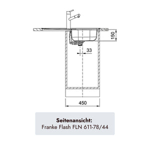 Franke Flash Edelstahlspüle mit Becken 340 x 370 mm und 150 mm Beckentiefe