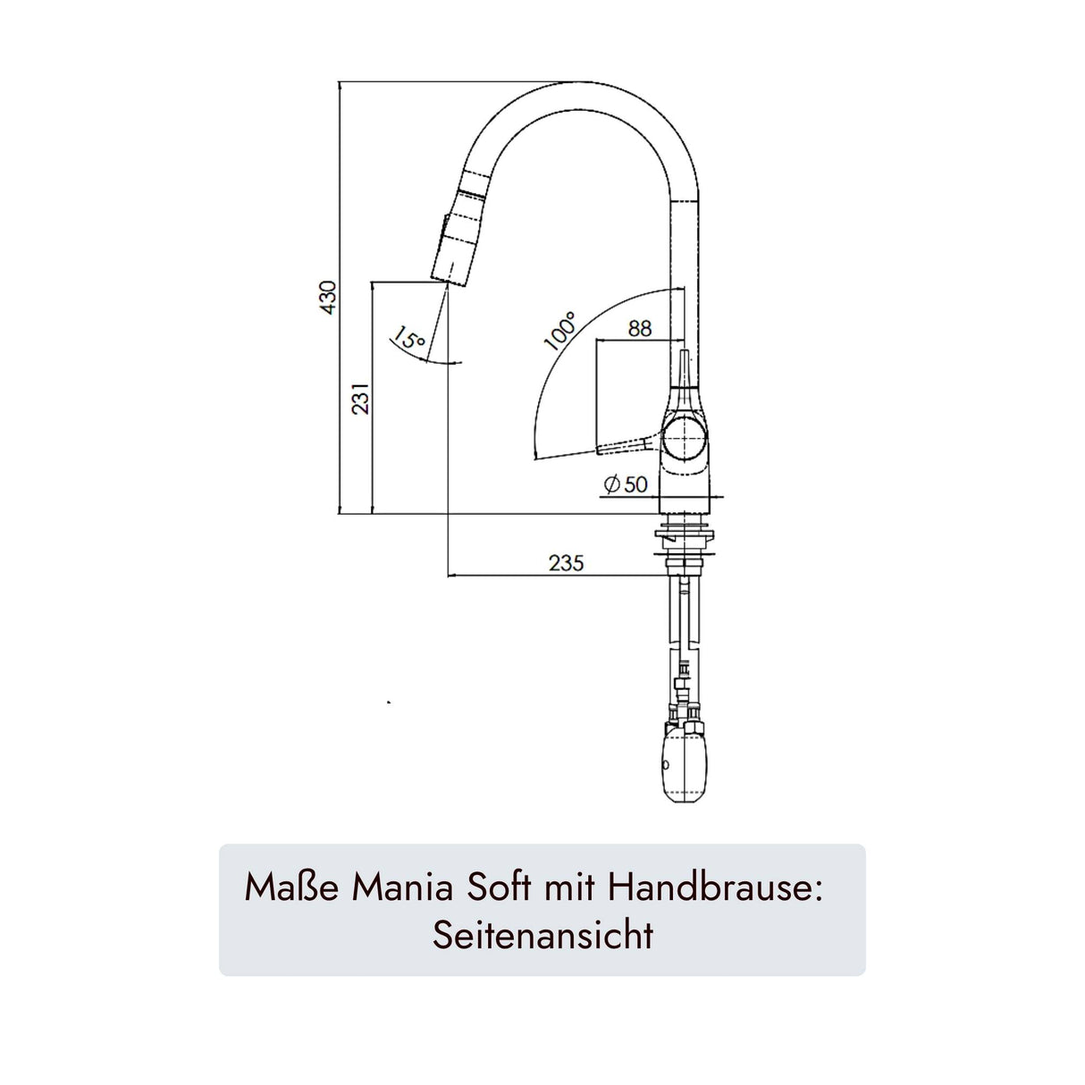 systemceram MANIA Soft Küchenmischer mit 35 mm Bohrlochmaß und integrierter Wasserspartechnik