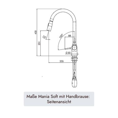 systemceram MANIA Soft Küchenmischer mit 35 mm Bohrlochmaß und integrierter Wasserspartechnik