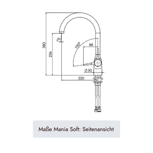 systemceram MANIA Soft Küchenarmatur mit 380 mm Höhe und rundem Festauslauf